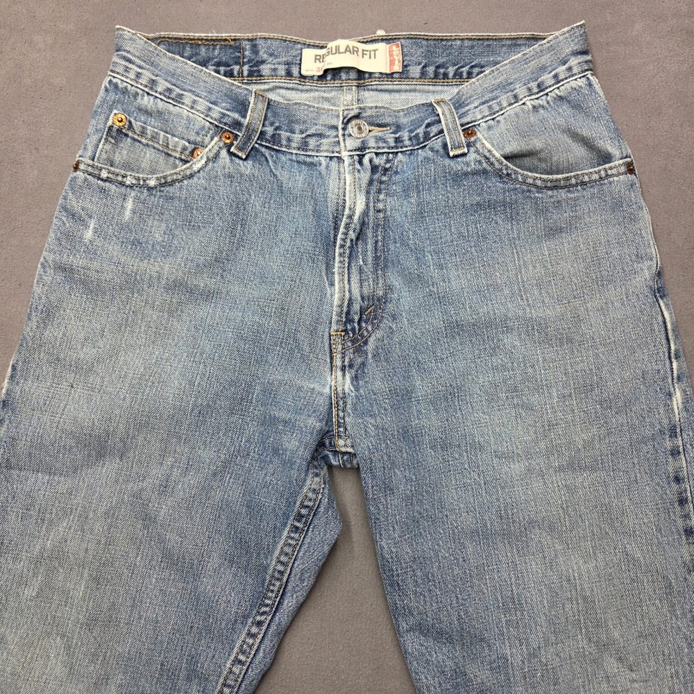 Levis 505 Regular Fit Jeans Light Wash Straight Leg Denim Blue Mens 32x30